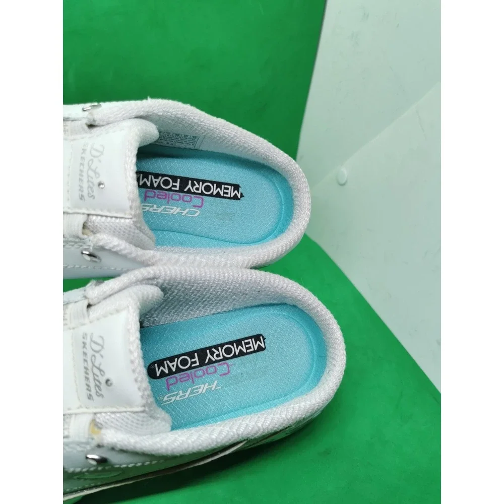 Skechers D'Lites Bright Sky Shoes Sneaker Mule Womens Size 9 White Slip On 11933
